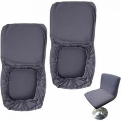 THSINDE Lot De 2 Housses De Chaise De Bar à Dossier Bas En Polyester Extensible Amovibles Et Pivotantes Pour Chaise De Bar, Bureau, Salle à Manger Gris Foncé