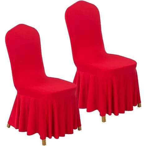 LangRay Lot De 4 Housses De Chaise De Salle à Manger Extensibles Avec Jupe à Volants Élégante Housses De Chaise Protecteur De Chaise Pour Cérémonie Banquet Fête De Mariage 45*45*90cm (Gros Rouge, 4) 3 LangRay Lot De 4 Housses De Chaise De Salle à Manger Extensibles Avec Jupe à Volants Élégante Housses De Chaise Protecteur De Chaise Pour Cérémonie Banquet Fête De Mariage 45*45*90cm (Gros Rouge, 4)