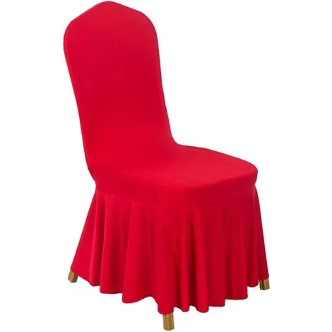 LangRay Lot De 4 Housses De Chaise De Salle à Manger Extensibles Avec Jupe à Volants Élégante Housses De Chaise Protecteur De Chaise Pour Cérémonie Banquet Fête De Mariage 45*45*90cm (Gros Rouge, 4) 4 LangRay Lot De 4 Housses De Chaise De Salle à Manger Extensibles Avec Jupe à Volants Élégante Housses De Chaise Protecteur De Chaise Pour Cérémonie Banquet Fête De Mariage 45*45*90cm (Gros Rouge, 4) – Image 2
