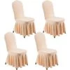 LangRay Lot De 4 Housses De Chaise De Salle à Manger Extensibles Avec Jupe à Volants Élégante Housses De Chaise Protecteur De Chaise Pour Cérémonie Banquet Fête De Mariage 45*45*90cm (Champagne, 4) 2 LangRay Lot De 4 Housses De Chaise De Salle à Manger Extensibles Avec Jupe à Volants Élégante Housses De Chaise Protecteur De Chaise Pour Cérémonie Banquet Fête De Mariage 45*45*90cm (Champagne, 4) -banc et tabouret Soldes Boutique 66203994 1