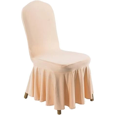 LangRay Lot De 4 Housses De Chaise De Salle à Manger Extensibles Avec Jupe à Volants Élégante Housses De Chaise Protecteur De Chaise Pour Cérémonie Banquet Fête De Mariage 45*45*90cm (Champagne, 4) 4 LangRay Lot De 4 Housses De Chaise De Salle à Manger Extensibles Avec Jupe à Volants Élégante Housses De Chaise Protecteur De Chaise Pour Cérémonie Banquet Fête De Mariage 45*45*90cm (Champagne, 4) – Image 2