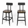 DRAWER Lot De 2 Chaises De Bar Métal Et Bois 63cm - Chilly - Couleur - Bois Foncé / Noir