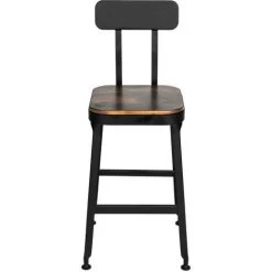 DRAWER Lot De 2 Chaises De Bar Métal Et Bois 63cm - Chilly - Couleur - Bois Foncé / Noir -banc et tabouret Soldes Boutique 66265169 4