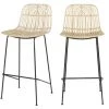 DRAWER Lot De 2 Tabourets De Bar En Rotin 67cm - Hilo - Couleur - Naturel