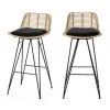 DRAWER Lot De 2 Chaises De Bar Design En Rotin 67cm - Capurgana - Couleur - Naturel