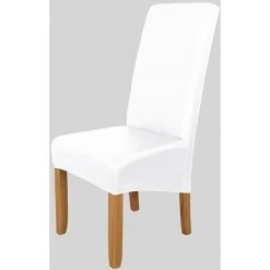 LIFCAUSAL Housse De Chaise De Salle à Manger, Housse De Chaise Amovible En Cuir PU Lavable Imperméable Pour La Cérémonie De Mariage à La Maison (blanc)