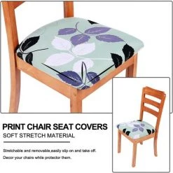 PERLE RARE Housse De Siège De Chaise Rétractable De Salle à Manger Lot De 4, Housse De Siège élastique Pour Chaise De Salle à Manger Cravate Amovible Et Lavable, Feuille Verte -banc et tabouret Soldes Boutique 66331558 4