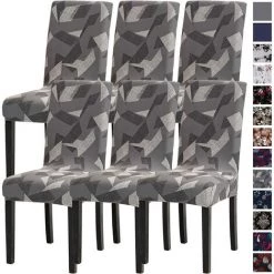 PERLE RARE Housse De Chaise, Housse Rétractable Pour Chaise De Salle à Manger 6 Pièces, Housse De Chaise De Salle à Manger Amovible 6 Pièces, Housse De Chaise De Salle à Manger Lavable, Housse De Chaise De Salle à Manger élastique