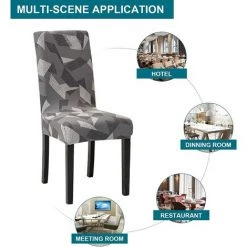 PERLE RARE Housse De Chaise, Housse Rétractable Pour Chaise De Salle à Manger 6 Pièces, Housse De Chaise De Salle à Manger Amovible 6 Pièces, Housse De Chaise De Salle à Manger Lavable, Housse De Chaise De Salle à Manger élastique -banc et tabouret Soldes Boutique 66331617 5