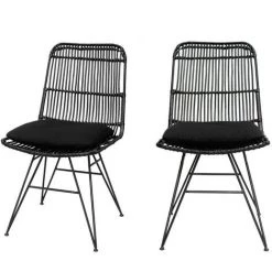 DRAWER Lot De 2 Chaises Design En Rotin - Uyuni - Couleur - Noir