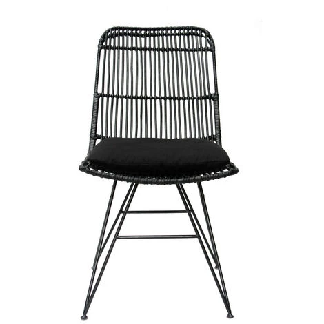 DRAWER Lot De 2 Chaises Design En Rotin - Uyuni - Couleur - Noir 5 DRAWER Lot De 2 Chaises Design En Rotin - Uyuni - Couleur - Noir – Image 3