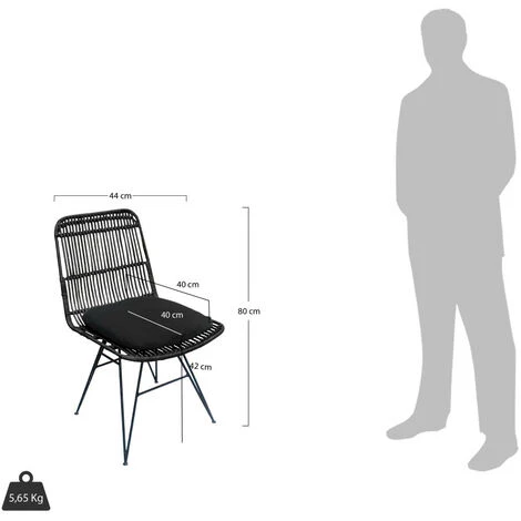 DRAWER Lot De 2 Chaises Design En Rotin - Uyuni - Couleur - Noir 6 DRAWER Lot De 2 Chaises Design En Rotin - Uyuni - Couleur - Noir – Image 4