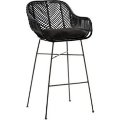 DRAWER Lot De 2 Tabourets De Bar En Rotin 68cm - Nunuhai - Couleur - Noir -banc et tabouret Soldes Boutique 66341769 3