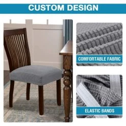 FVBJD Housses De Siège De Chaise De Salle à Manger Jacquard, Spandex Extensible Sans Dossier Housse De Protection De Siège De Chaise De Salle à Manger Amovible Lavable Pour Chaises Hautes De Bureau -banc et tabouret Soldes Boutique 66358399 5