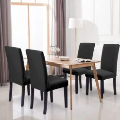 FVBJD Lot De 4 Housses De Chaise De Salle à Manger, Housse De Protection Courte Amovible, Lavable Et Extensible Pour Salle à Manger, Hôtel, Cérémonie, Banquet, Mariage -banc et tabouret Soldes Boutique 66358792 3