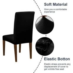 FVBJD Lot De 4 Housses De Chaise De Salle à Manger, Housse De Protection Courte Amovible, Lavable Et Extensible Pour Salle à Manger, Hôtel, Cérémonie, Banquet, Mariage -banc et tabouret Soldes Boutique 66358792 4