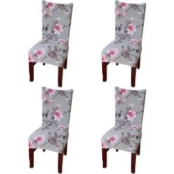 EINEMGELD Housse De Siège élastique, Amovible Et Lavable, Décor De Salle à Manger (4 Pièces)