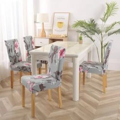 EINEMGELD Housse De Siège élastique, Amovible Et Lavable, Décor De Salle à Manger (4 Pièces) -banc et tabouret Soldes Boutique 66361767 5