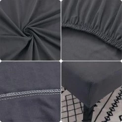 JUNJUN Housse De Chaise Élastique 4 Pièces Housse De Chaise De Salle À Manger Universelle Amovible Lavable Moderne Durable Maison Hôtel Restaurant Fête Banquet Cuisine Décor - Gris -banc et tabouret Soldes Boutique 66369797 5