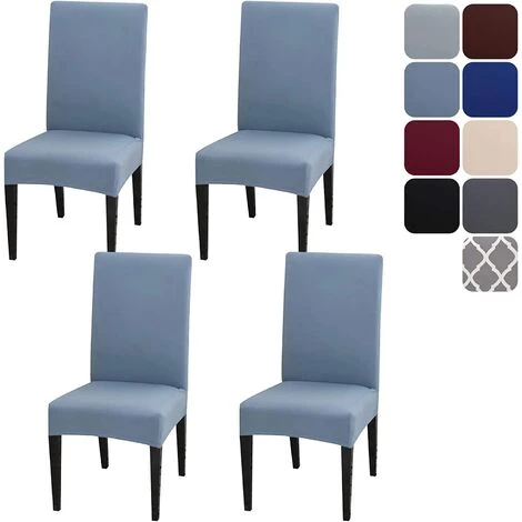 JUNJUN 4 Pièces Housse De Chaise Élastique Housse De Chaise De Salle À Manger Universelle Amovible Lavable Moderne Durable Maison Hôtel Restaurant Fête Banquet Cuisine Décor - Gris - Bleu 3 JUNJUN 4 Pièces Housse De Chaise Élastique Housse De Chaise De Salle À Manger Universelle Amovible Lavable Moderne Durable Maison Hôtel Restaurant Fête Banquet Cuisine Décor - Gris - Bleu