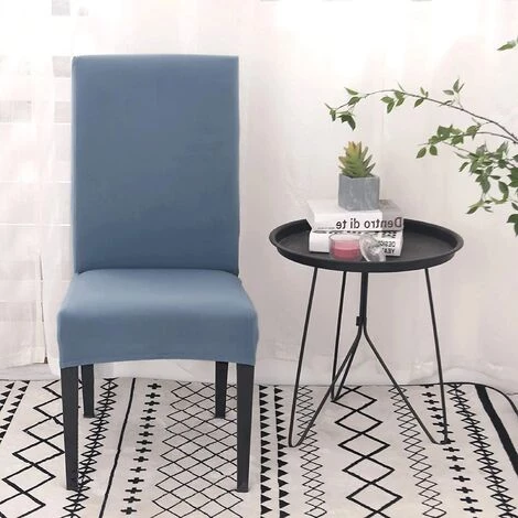 JUNJUN 4 Pièces Housse De Chaise Élastique Housse De Chaise De Salle À Manger Universelle Amovible Lavable Moderne Durable Maison Hôtel Restaurant Fête Banquet Cuisine Décor - Gris - Bleu 7 JUNJUN 4 Pièces Housse De Chaise Élastique Housse De Chaise De Salle À Manger Universelle Amovible Lavable Moderne Durable Maison Hôtel Restaurant Fête Banquet Cuisine Décor - Gris - Bleu – Image 5