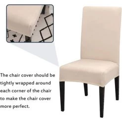 JUNJUN Housse De Chaise Élastique 4 Pièces Housse De Chaise De Salle À Manger Universelle Amovible Lavable Moderne Durable Maison Hôtel Restaurant Fête Banquet Cuisine Décor - Blanc Cassé -banc et tabouret Soldes Boutique 66369864 4