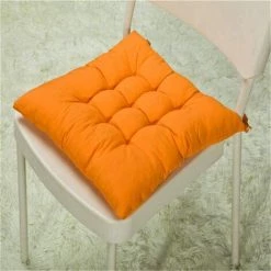 Coussins De Chaises Carrés 40x40cm Coussins De Siège Décoration Maison Coussin Mat Matelassée,Confortable Et Coloré - Idéal Pour Intérieur Et Extérieur (Orange), -Adélala