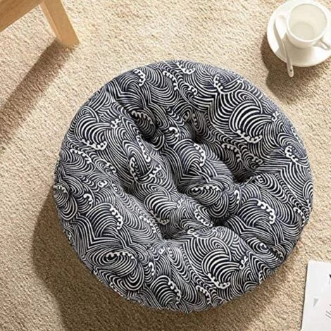Coussin Galette De Chaise Ronde Siège Tatami Salle À Manger Canapé Dossier Tabouret Sol Épaississement Oreiller Coton Et Lin (Waves) 40*40cm,Adélala 4 Coussin Galette De Chaise Ronde Siège Tatami Salle À Manger Canapé Dossier Tabouret Sol Épaississement Oreiller Coton Et Lin (Waves) 40*40cm,Adélala – Image 2