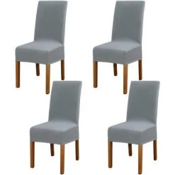 4 Pièces Housse De Chaise Moderne élastique, Amovible Lavable Extensible Housses De Chaise De Salle à Manger, Couverture De Chaise Pour Décor Salle à Manger, Hôtel Et Mariage (Bleu Gris) Adélala