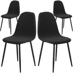 Housse De Chaise Scandinaves Jacquard Housse De Chaise De Salle à Manger Housse De Chaise Extensible Couverture De Chaise Pour Cuisine,Salon, Bureau, Salle à Manger(Noir,4 Pieces),Adélala