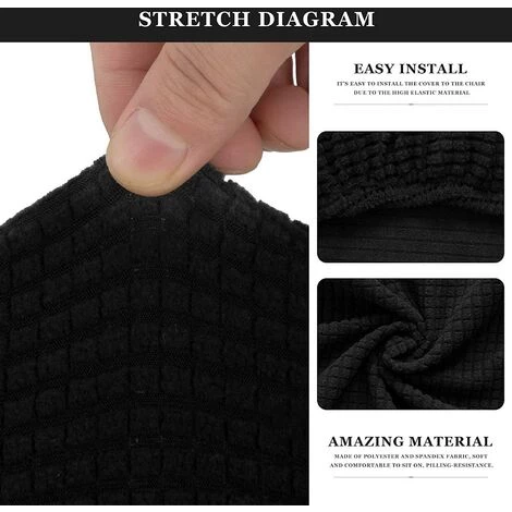 Housse De Chaise Scandinaves Jacquard Housse De Chaise De Salle à Manger Housse De Chaise Extensible Couverture De Chaise Pour Cuisine,Salon, Bureau, Salle à Manger(Noir,4 Pieces),Adélala 6 Housse De Chaise Scandinaves Jacquard Housse De Chaise De Salle à Manger Housse De Chaise Extensible Couverture De Chaise Pour Cuisine,Salon, Bureau, Salle à Manger(Noir,4 Pieces),Adélala – Image 4