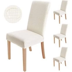 Housses De Chaise 4 Pièces , Couverture De Chaise De Salle à Manger Extensible Protection De Chaise Moderne Lavable Pour La Décoration Fête Banquets Hôtel De Bureau(Beige) Adélala