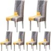 Housses De Chaise De Salle à Manger,Moderne Élastique Couverture De Chaise Durable Housse Chaise Extensible Pour Décoration De Mariage,Hôtel,Restaurant (Gris&Orange, 6 Pièces),Adélala