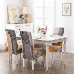 Housses De Chaise De Salle à Manger,Moderne Élastique Couverture De Chaise Durable Housse Chaise Extensible Pour Décoration De Mariage,Hôtel,Restaurant (Gris&Orange, 6 Pièces),Adélala -banc et tabouret Soldes Boutique 66386183 4