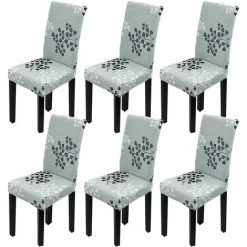 READCLY Housse De Chaise 6 Pièces Couverture De Chaise Extensible Amovible Lavable Moderne Dossier Haut Housses De Chaises Pour Salle à Manger Hôtel Mariage Décor(Feuilles,6 PCS)