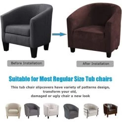 READCLY Housse De Chaise Club, Housses De Chaise De Baignoire En Velours Extensible Housses De Canapé Souples Pour Fauteuil -banc et tabouret Soldes Boutique 66651001 4