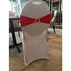 READCLY Bandeau De Chaise élastique à Enfiler Avec Boucle Pour Mariage Nœud De Chaise En Lycra, Rouge, 50PC -banc et tabouret Soldes Boutique 66651538 4