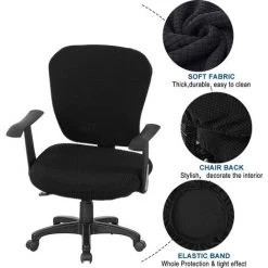 PESCE Housses De Chaise Housse De Chaise De Bureau D'ordinateur Extensible Housses De Siège De Chaise Universelle Housses De Chaise Rotative Extensible Housse De Chaise De Bureau Lavable -banc et tabouret Soldes Boutique 66652190 4