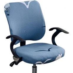 LADACèE Housse De Chaise De Bureau Séparée - Housse De Protection Pour Chaise De Bureau Moderne - Housse De Chaise Pivotante Séparée Extensible Amovible (Bleu)