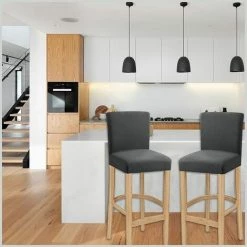 Housses De Chaise De Bar, Housse De Chaise Lavable Extensible Et Amovible Pour Chaise De Salle à Manger Pivotante Courte Chaise Arrière Tabouret Lucky-88 -banc et tabouret Soldes Boutique 66797683 5