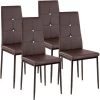 TECTAKE 4 Chaises De Salle à Manger Design Cadre En Acier Dossier à Strass Marron - Cappuccino -banc et tabouret Soldes Boutique 66849986 1