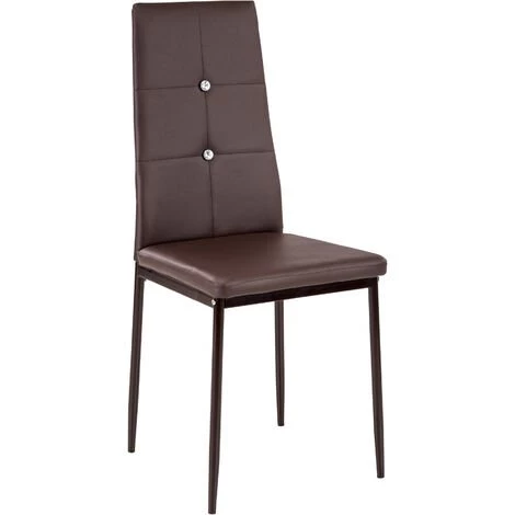 TECTAKE 4 Chaises De Salle à Manger Design Cadre En Acier Dossier à Strass Marron - Cappuccino 4 TECTAKE 4 Chaises De Salle à Manger Design Cadre En Acier Dossier à Strass Marron - Cappuccino – Image 2