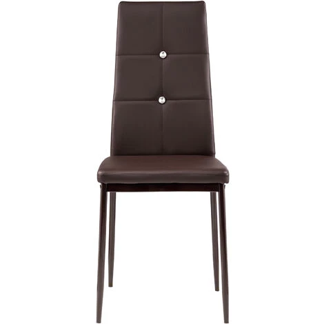 TECTAKE 4 Chaises De Salle à Manger Design Cadre En Acier Dossier à Strass Marron - Cappuccino 6 TECTAKE 4 Chaises De Salle à Manger Design Cadre En Acier Dossier à Strass Marron - Cappuccino – Image 4