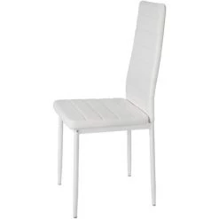 TECTAKE 4 Chaises De Salle à Manger Ou De Cuisine Design épuré Cadre En Acier Blanc - Blanc -banc et tabouret Soldes Boutique 66850995 4