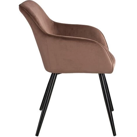 TECTAKE Chaise MARILYN Effet Velours Style Scandinave - Chaise De Salle à Manger, Chaise De Cuisine, Chaise De Salon - Brun-noir 7 TECTAKE Chaise MARILYN Effet Velours Style Scandinave - Chaise De Salle à Manger, Chaise De Cuisine, Chaise De Salon - Brun-noir – Image 5