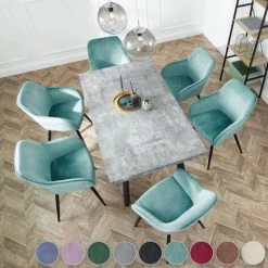 TECTAKE 4 Chaises MARILYN Design En Velours Style Scandinave - Chaise De Salle à Manger, Chaise De Cuisine, Chaise De Salon - Bleu/noir -banc et tabouret Soldes Boutique 66851893 3