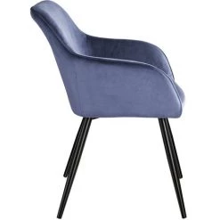 TECTAKE 4 Chaises MARILYN Design En Velours Style Scandinave - Chaise De Salle à Manger, Chaise De Cuisine, Chaise De Salon - Bleu/noir -banc et tabouret Soldes Boutique 66851893 5
