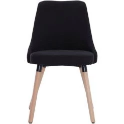 LES TENDANCES Chaise Tissu Noir Et Pieds Bois Massif Ruthe - Lot De 6 -banc et tabouret Soldes Boutique 66884860 4