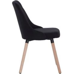 LES TENDANCES Chaise Tissu Noir Et Pieds Bois Massif Ruthe - Lot De 6 -banc et tabouret Soldes Boutique 66884860 5