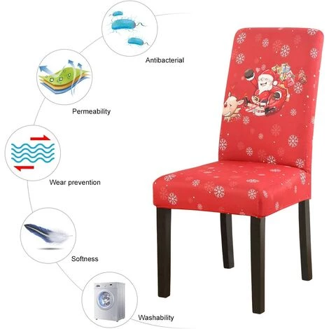 PESCE Housses De Chaise De Noël Extensibles Universelles Lot De 6, Housse De Chaise Amovible Siège Chaise Salle à Manger Housse Housses De Chaise Housses Pour Hôtel Maison Noël Décoration De Noël 5 PESCE Housses De Chaise De Noël Extensibles Universelles Lot De 6, Housse De Chaise Amovible Siège Chaise Salle à Manger Housse Housses De Chaise Housses Pour Hôtel Maison Noël Décoration De Noël – Image 3